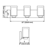 LED Satin Nickel Vanity Light, 22" Wide, 3-Light, 6610D Series