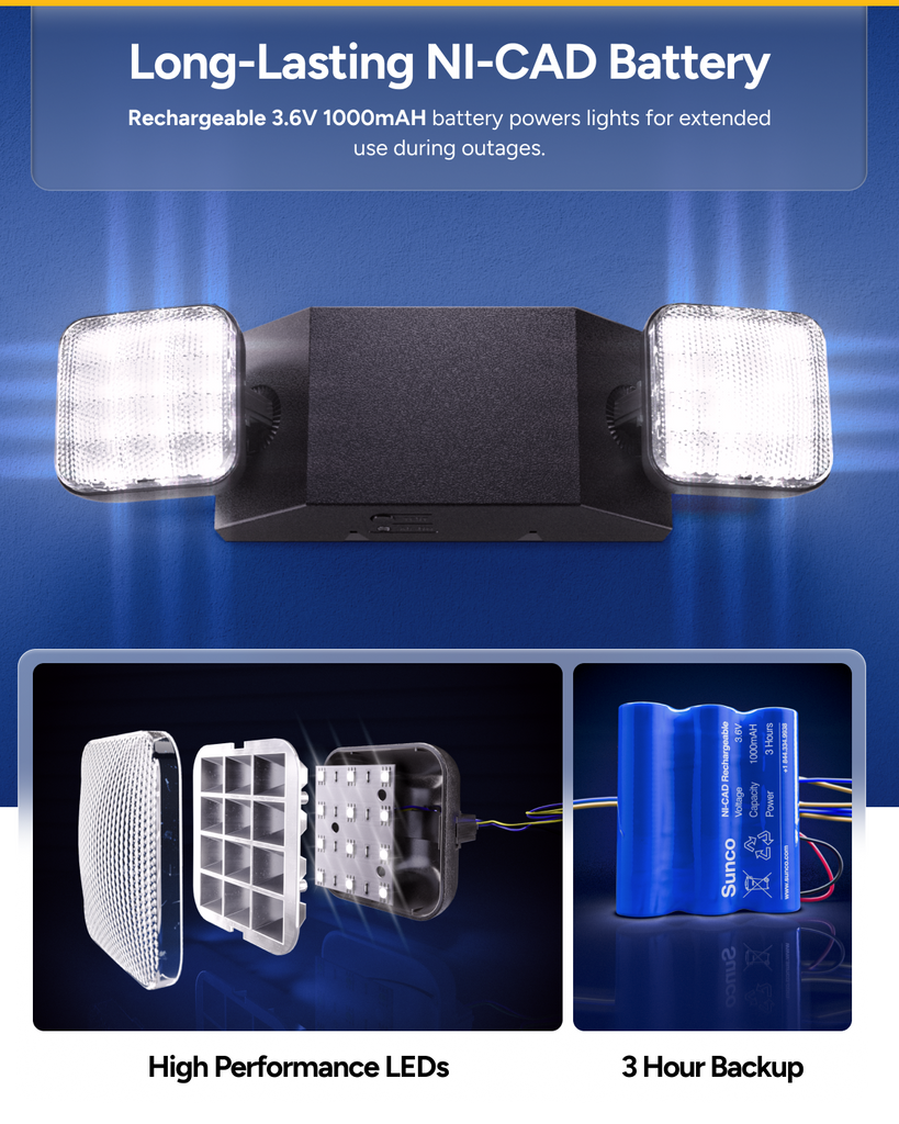 2 Head LED Emergency Light, Black Housing | LED LIGHTING | SUNCO ...