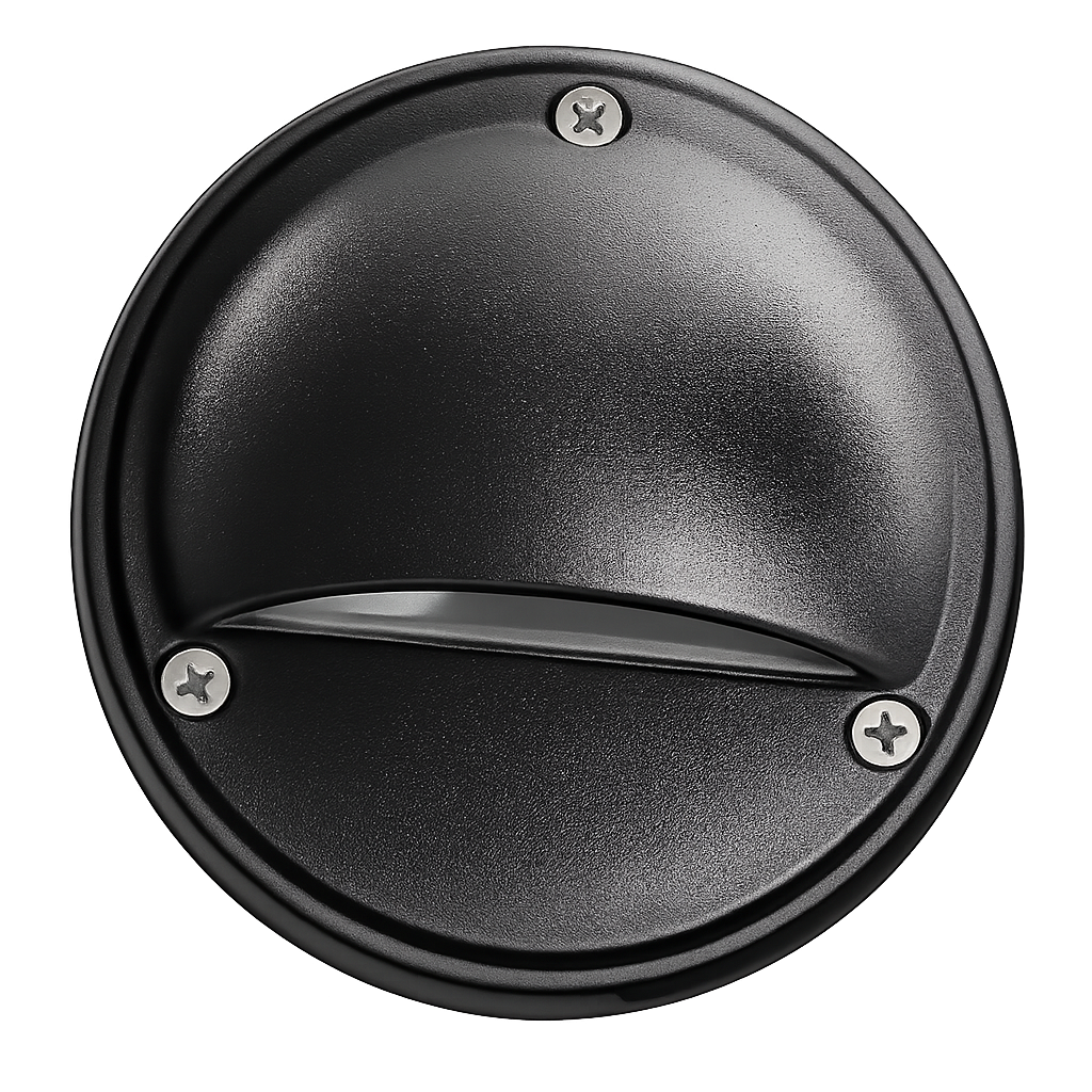 Half-Moon Glass Lens Step Light, Surface-Mount, 4 Inch, Black, 250 Lumens