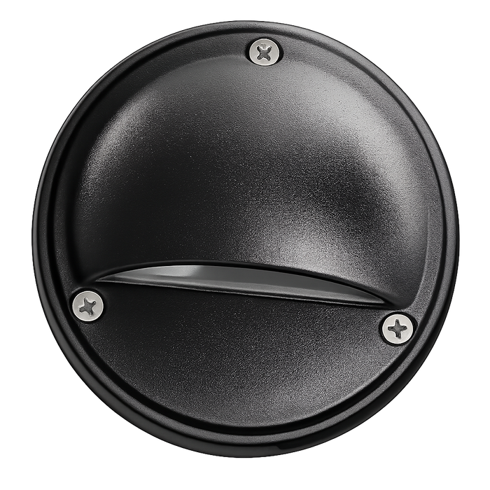 Half-Moon Glass Lens Step Light, Surface-Mount, 4 Inch, Black, 250 Lumens
