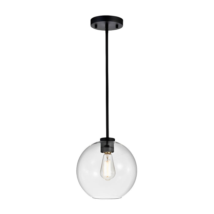 8W Modern 1 Light Mini Pendant Light Fixture with Glass Shade - Adjustable Hanging Ceiling Light for Kitchen & Living Room - Dimmable - Black Finish