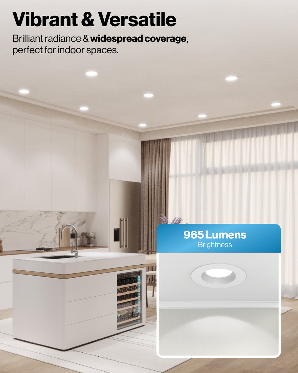 Recessed LED Retrofit Lighting, 5/6 Inch, Smooth, Selectable CCT, 965 Lumens