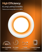 6 inch retrofit nightlight with warm amber ring, 90+ CRI, 35 year lifetime, 12 watts, and constant current driver.