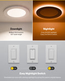 Recessed LED Lighting, 6 Inch, Night Light, Slim, Wafer Thin, Selectable CCT, 1500 Lumens