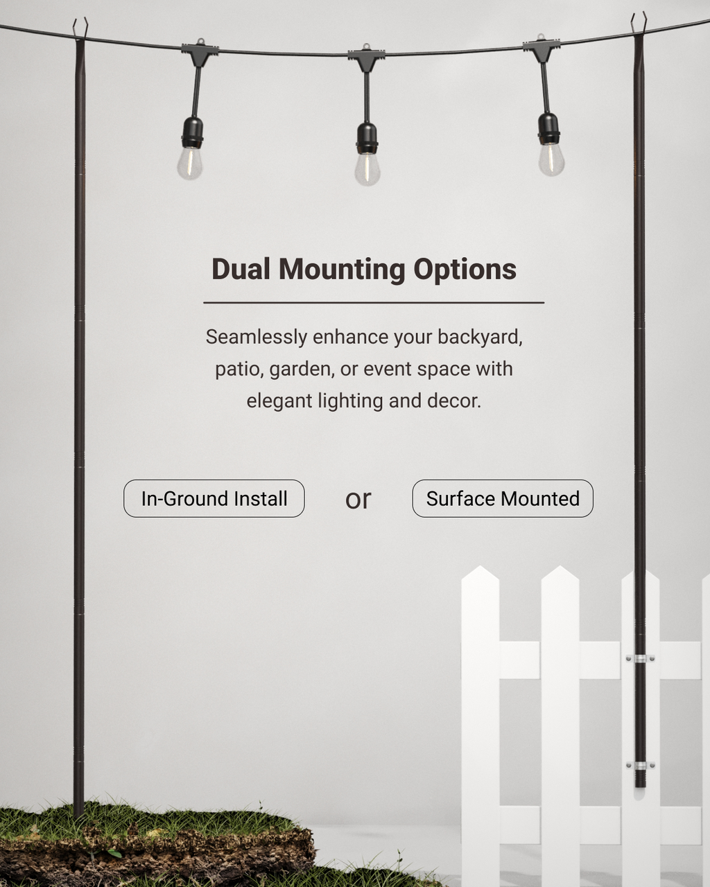 Enhance event space, gardens, and patios with in-ground installation or surface mounted applications.