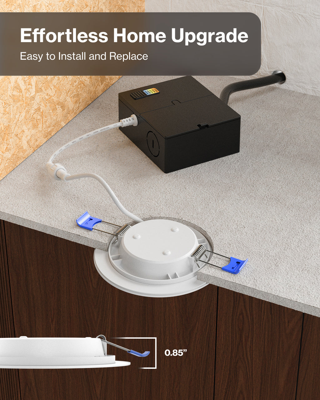 Recessed LED Lighting, 4 Inch, Slim, Selectable CCT, 650 Lumens