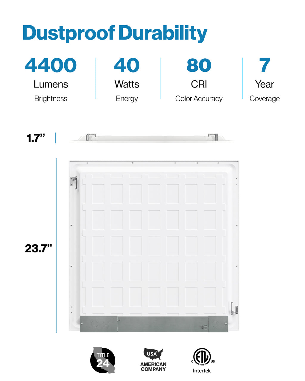 LED Ceiling Panel Light, 40W, 2x2, Selectable CCT, 4400 Lumens