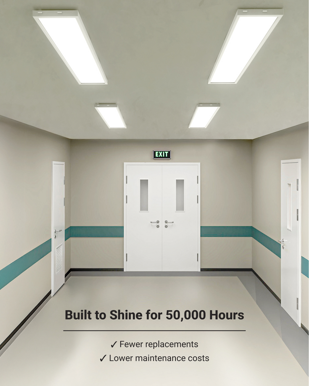 LED Ceiling Panel Light, 50W/40W/30W, 1x4, Selectable CCT, 5700 Lumens