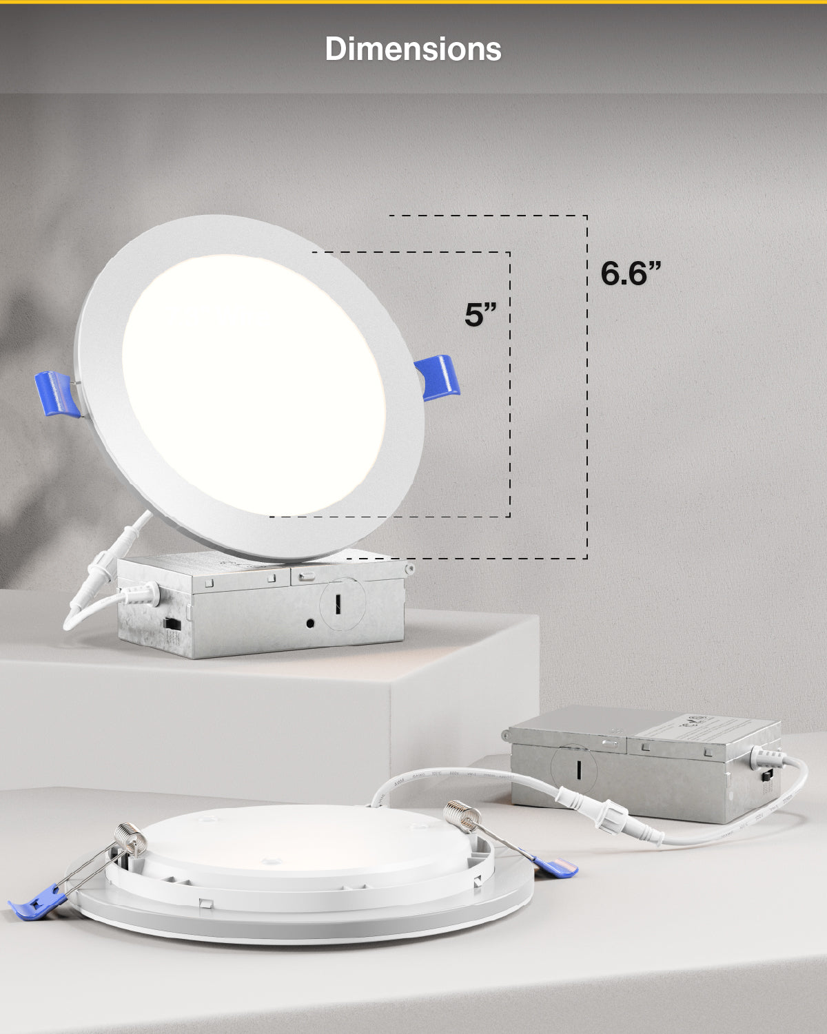 Recessed LED Lighting, 6 Inch, Night Light, Slim, Wafer Thin, Selectable CCT, 1500 Lumens