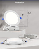 Recessed LED Lighting, 6 Inch, Night Light, Slim, Wafer Thin, Selectable CCT, 1500 Lumens