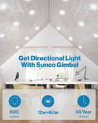 Recessed LED Retrofit Lighting, 5/6 Inch, Gimbal, 800 Lumens (Off White Trim)