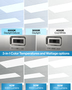 LED Ceiling Panel Light, 60W/50W/40W, 2x4, Selectable Wattage & CCT, 7700 Lumens