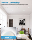 Recessed LED Lighting, 4 Inch, Slim, Baffle Trim, Selectable CCT, 650 Lumens