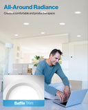 Recessed LED Lighting, 6 Inch, Slim, Wafer Thin, Baffle Trim, 850 Lumens