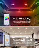 Recessed LED Lighting, 6 Inch, Smart Night Light Slim, Wafer Thin, Smooth Trim, Selectable CCT, 1100 Lumens