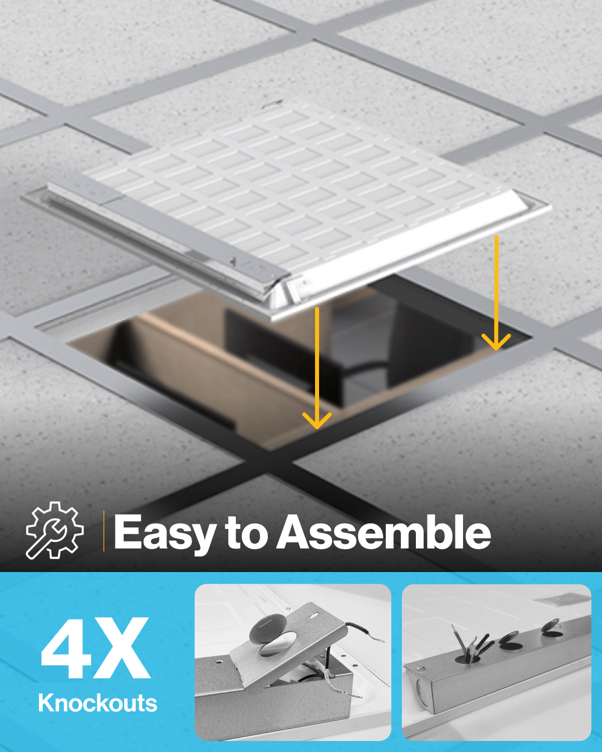 LED Ceiling Panel Light, 40W, 2x2, Selectable CCT, 4400 Lumens