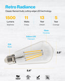 Ultra-Bright ST64 LED Bulb, Filament, 1500 Lumens