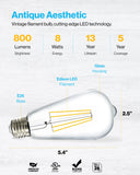 ST64 LED Bulb, Filament, 800 Lumens