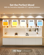 Recessed LED Lighting, 6 Inch, Slim, Baffle Trim, Selectable CCT, 1200 Lumens