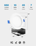 Recessed LED Lighting, 4 Inch, Slim, Wafer Thin, Baffle Trim, 650 Lumens