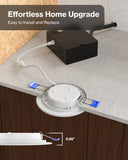 Recessed LED Lighting, 4 Inch, High Lumen Slim, Wafer Thin, Smooth Trim, Selectable CCT, 800 Lumens