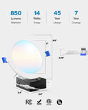 Recessed LED Lighting, 6 Inch, Slim, Selectable CCT, 850 Lumens