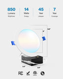 Recessed LED Lighting, 6 Inch, Slim, Selectable CCT, 850 Lumens