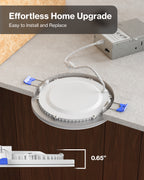 Recessed LED Lighting, 6 Inch, Smart Night Light Slim, Wafer Thin, Smooth Trim, Selectable CCT, 1100 Lumens