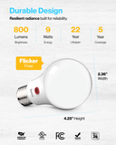 A19 LED Bulb, Dusk to Dawn Photocell, 800 Lumens