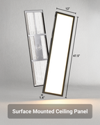Black 1x4 surface mount panel with rear hardware view; 12-inch width, 47.5-inch length, and 1.4-inch height.
