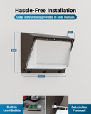 Quick & hassle-free 3-step installation: 1) Mount fixture to wall using mounting screws. 2) Connect supply and wire fixtures. 3) Fix the lampshae with screws. User-friendly design, clear instructions provided in user manual, & built-in level bubble.