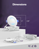 Recessed LED Lighting, 4 Inch, Smart Night Light Slim, Wafer Thin, Smooth Trim, Selectable CCT, 900 Lumens