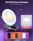 Recessed LED Lighting, 6 Inch, Smart Night Light Slim, Wafer Thin, Smooth Trim, Selectable CCT, 1100 Lumens