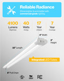 LED Shop Light, 4ft, Utility, Frosted, Plug & Play, 4100 Lumens