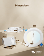 Recessed LED Lighting, 6 Inch, Slim, Baffle Trim, Selectable CCT, 1200 Lumens