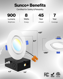 Recessed LED Lighting, 4 Inch, Slim Gimbal, Selectable CCT, 850 Lumens