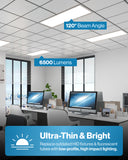 LED Ceiling Panel Light, 50W/40W/30W, 2x4, Selectable Wattage & CCT, 6500 Lumens