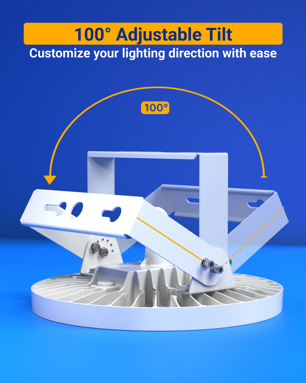 The bracket has an adjustable tilt so that the light can illuminate throughout large spaces.