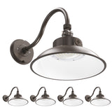 LED Gooseneck Wall Sconce, Dusk to Dawn Photocell, 50W/40W/30W, 6500 Lumens