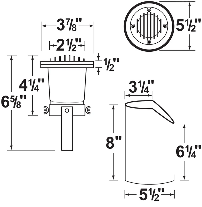 316 Marine-Grade Stainless Steel Louvered Shielded In-Ground Well Light, 45° Beam Angle, 350 Lumens