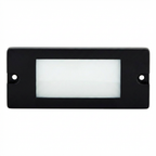 Aluminum lensed backless box step light in Black finish