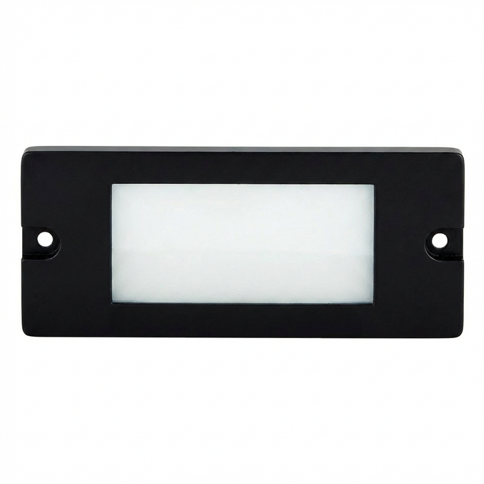 Aluminum lensed backless box step light in Black finish