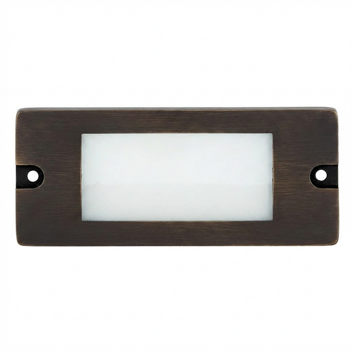 Aluminum lensed backless box step light in Bronze finish