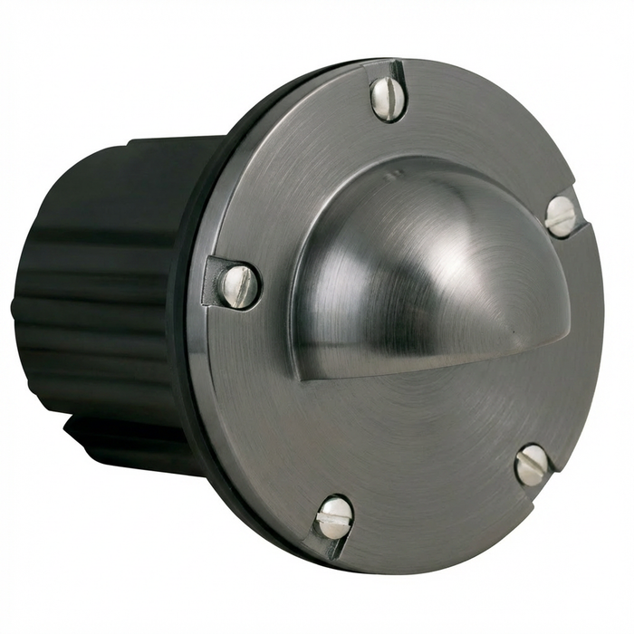 Brass Half-Moon step light in Gun Metal, alternate front view