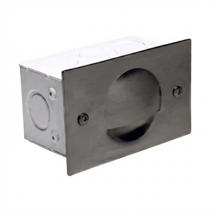 Brass Half-Moon step light in Gun Metal, front view