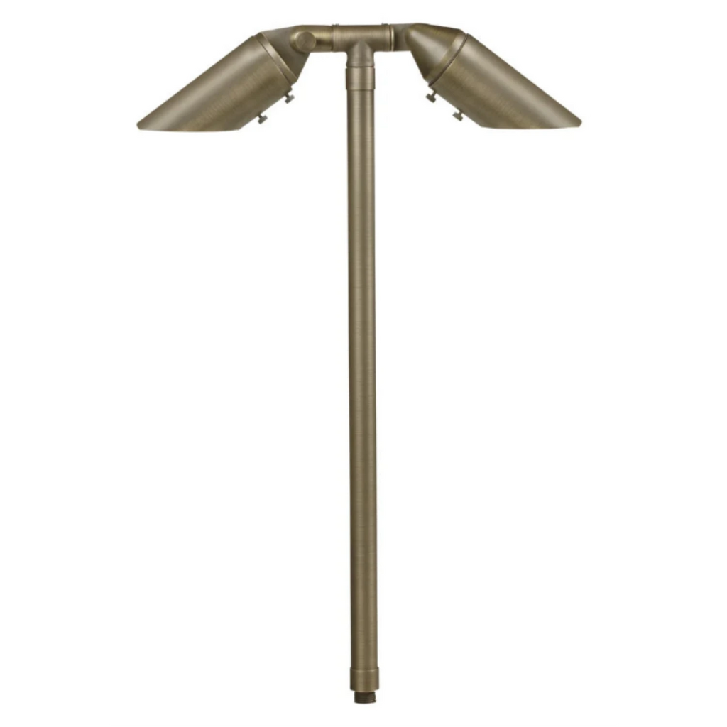 brass Flat Lens Twin Path Light in Antique Bronze finish