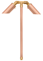 Round Head Copper Twin Path Light in Raw Copper, angled product view