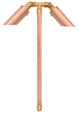 Round Head Copper Twin Path Light in Raw Copper, angled product view