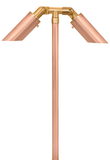 Round Head Copper Twin Path Light, 24 Inch Stem, Raw Copper, 60° Wide Beam Angle, 350 Lumens
