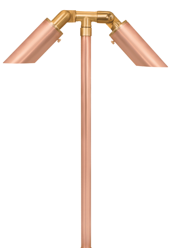 Round Head Copper Twin Path Light in Raw Copper, close product view